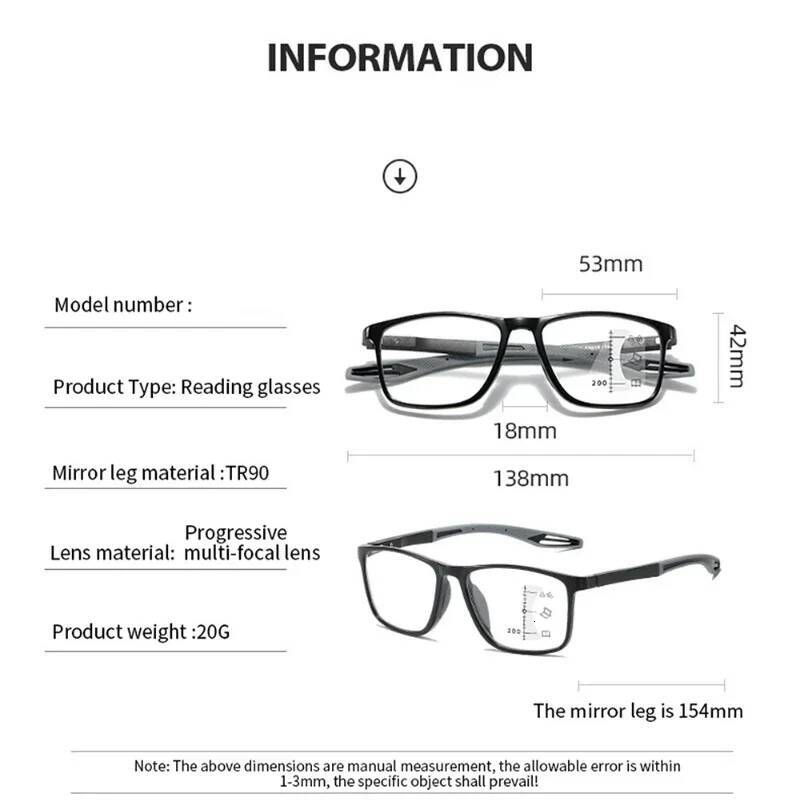 Smart Photochromic Presbyopia Glasses TR90 Sports Progressive Multifocal Reading Eyeglasses Finished Near Far Bifocal Eyewear ddmythur