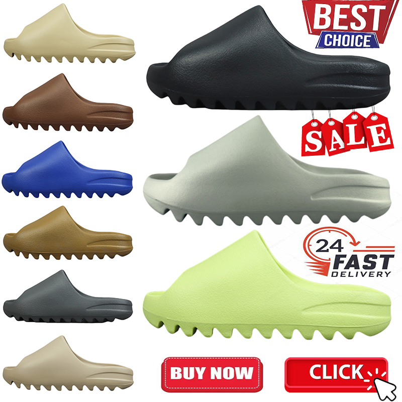 Designer EVA sandals men women slide salt resin black bone white sandal cream bone sand blue mens lightweight beach slippers 36-47