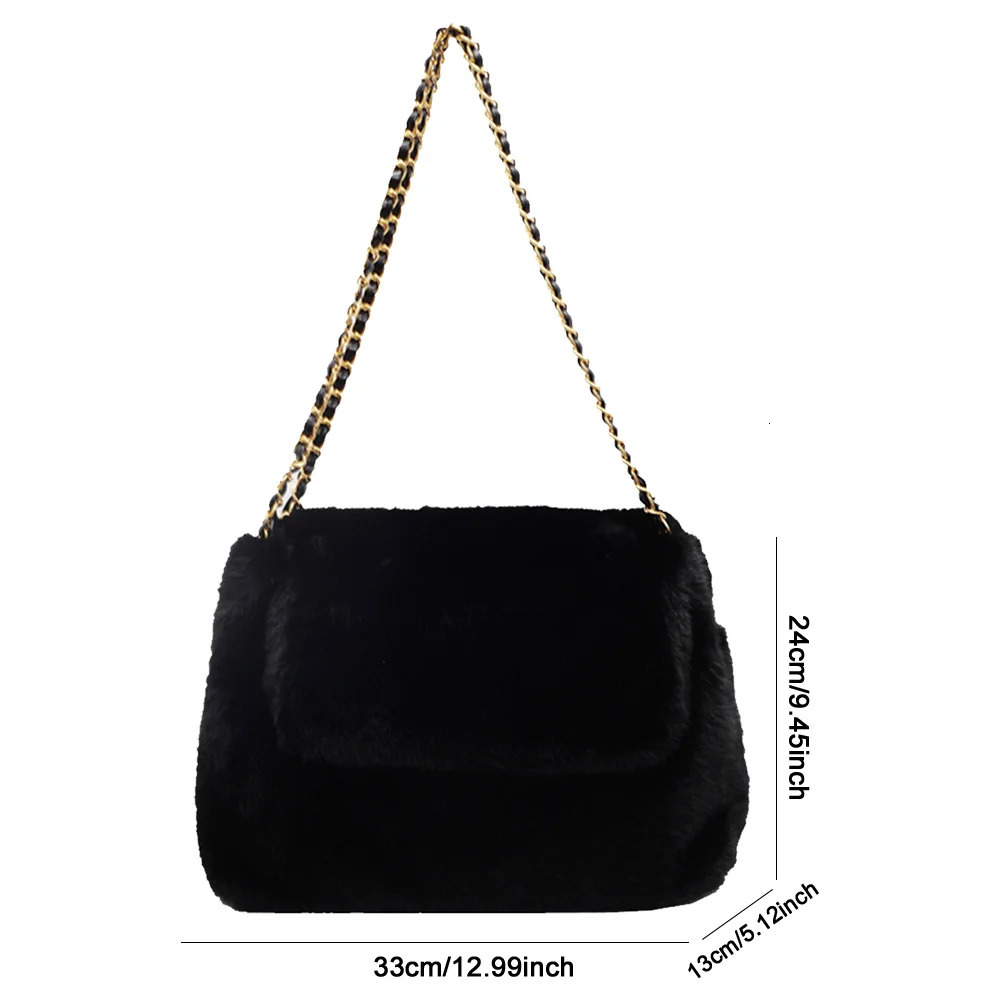 Winter Plush Womens Shoulder Bag Soft Faux Fur Crossbody Bag with Inner Pocket Fluffy Satchel Purse Ladies Furry Sling Bag 250911