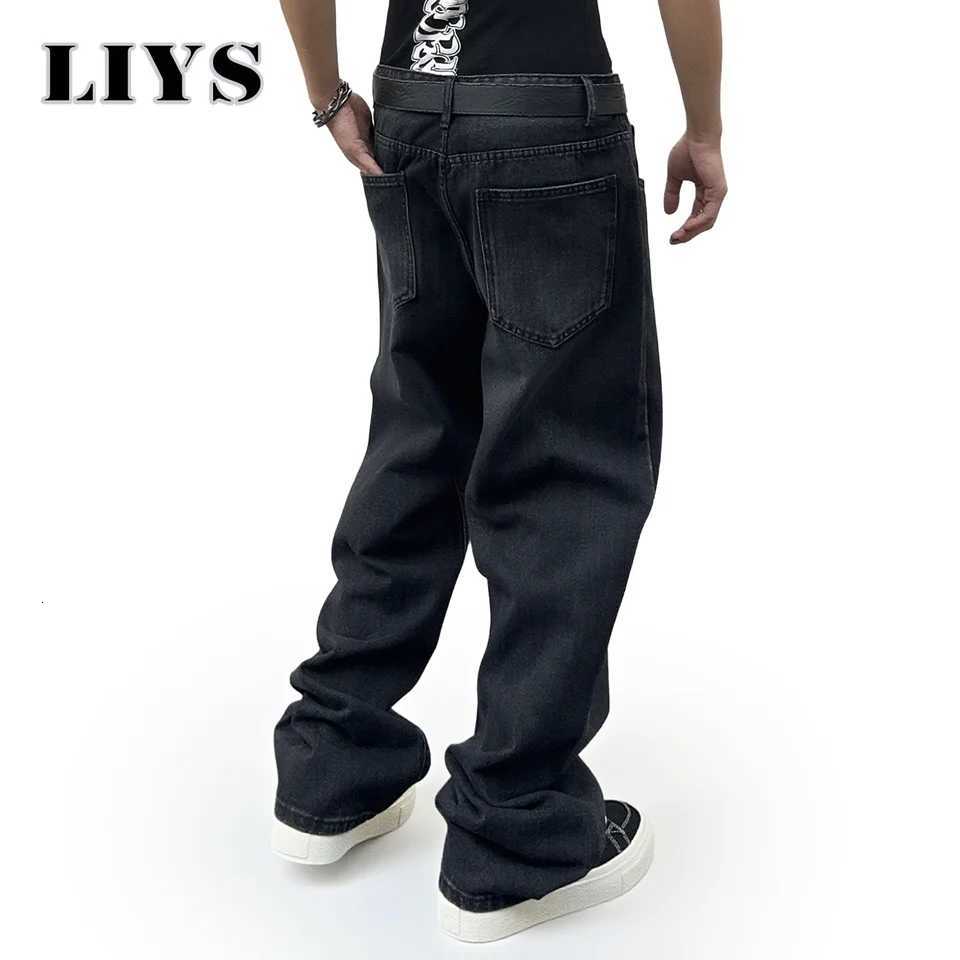 1Pcs Mens Daily Travel Casual American Street Loose Jeans Black Fashion Street Style Retro Wide Leg Pants Jeans Denim PantsZ250917