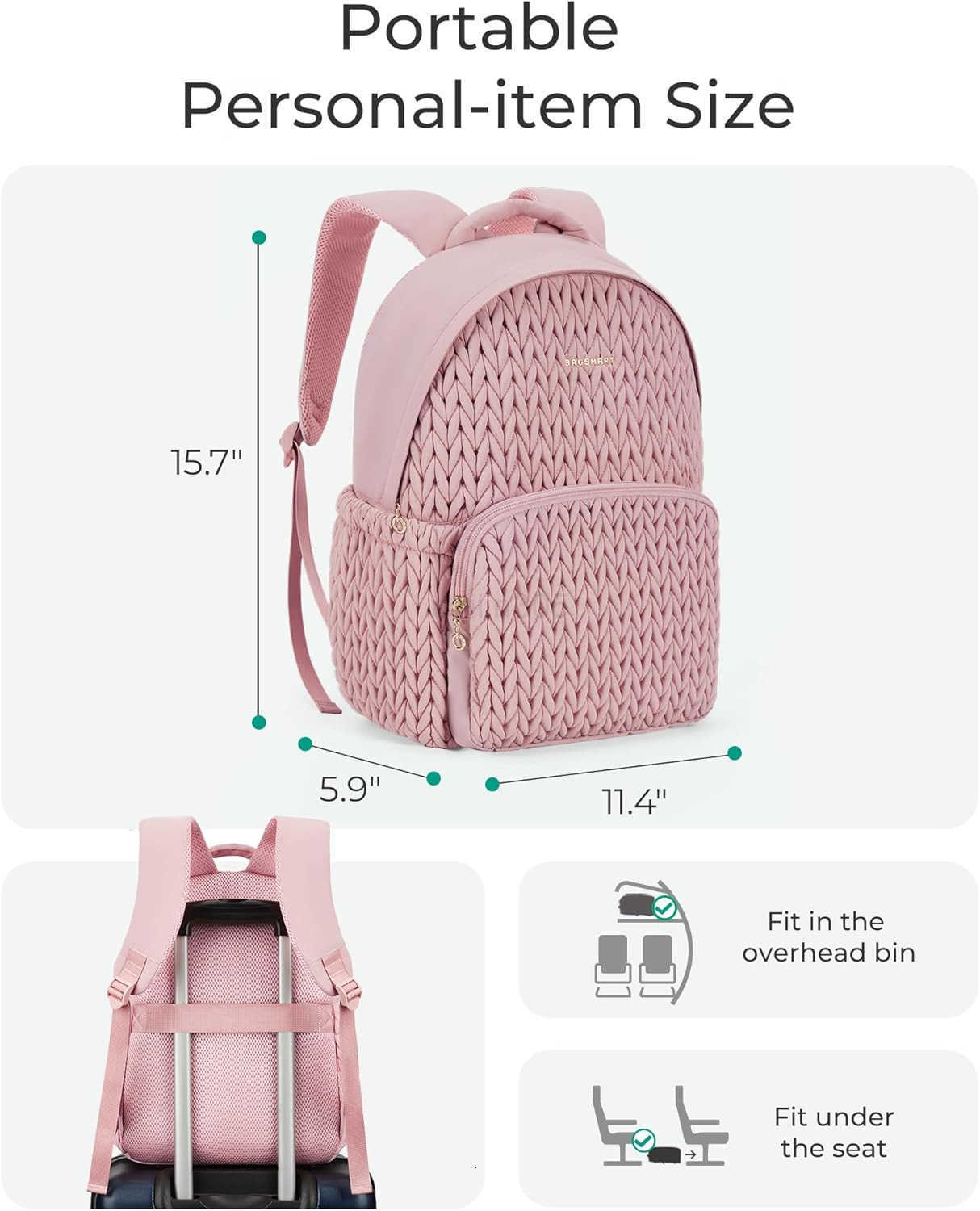College Backpack for Women Lightweight Puffy Travel Backpack TSA Personal Item Casual Daypack14 Inch Fashion Bookbag Black Z259017