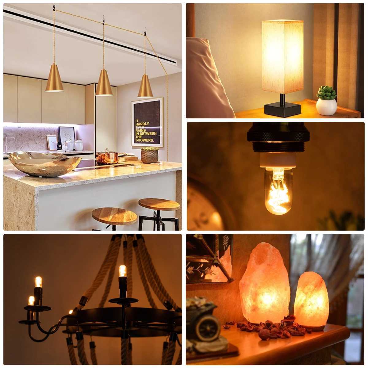 Dimmable T22 E14 Led Bulb 220V 15W Edison Spiral Filament Lamp Warm White Salt Lamps Retro Night Lights Mini Tube Light Decor C250917