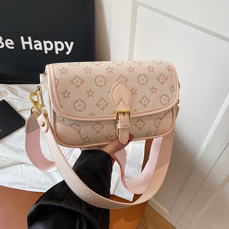 Designer Bag 2025 Autumn New Women's Crossbody Bag, Fashion Print Vintage Square Purse with Wide Strap, Textured Chic Shoulder Bag