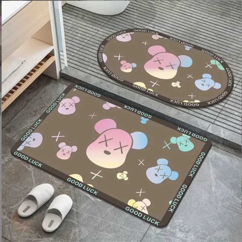 Diatom Mud Absorbent Non-Slip Soft Floor Quick-Drying Bathroom Entrance Rug - Small Carpet Foot Mat H260226