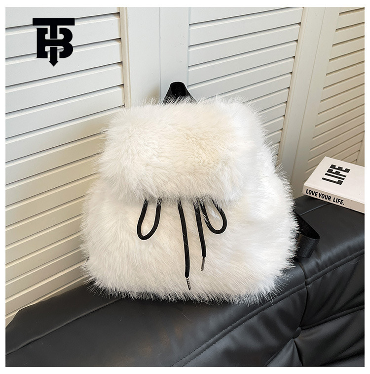Designer Bag High-end Furry Small Backpack 2025 Autumn Winter Trendy Women's Luxury Bag New Luxury Plush Ultra-light Backpack Casual Hot Item
