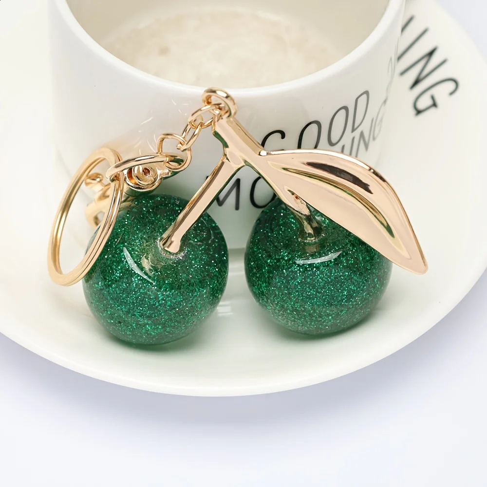 Cherry Fruit Bag Pendant Keychain Creative Womens Cherry Car Key Pendant Green Brown 250916