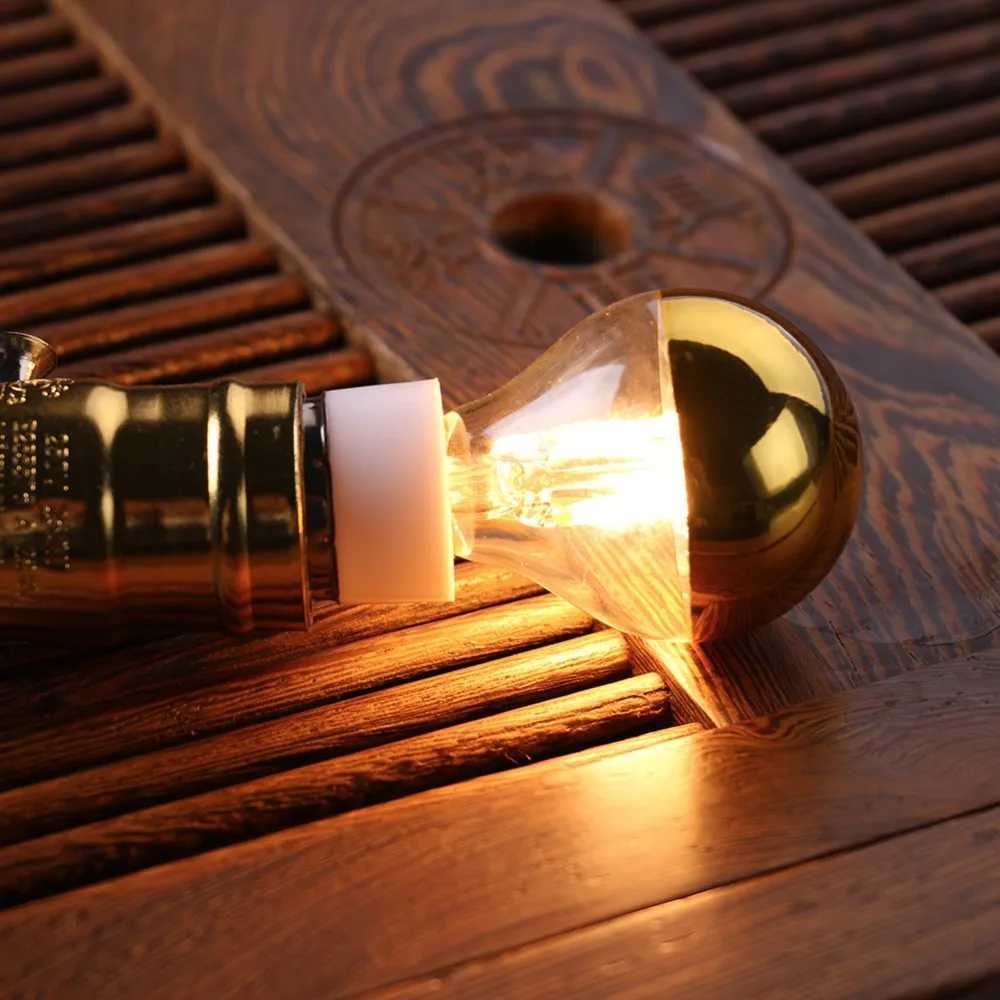 Golden LED filament light E14 4W 220V dimmer G45 bubble globe light bulb ed gold top mirror warm white light C250917
