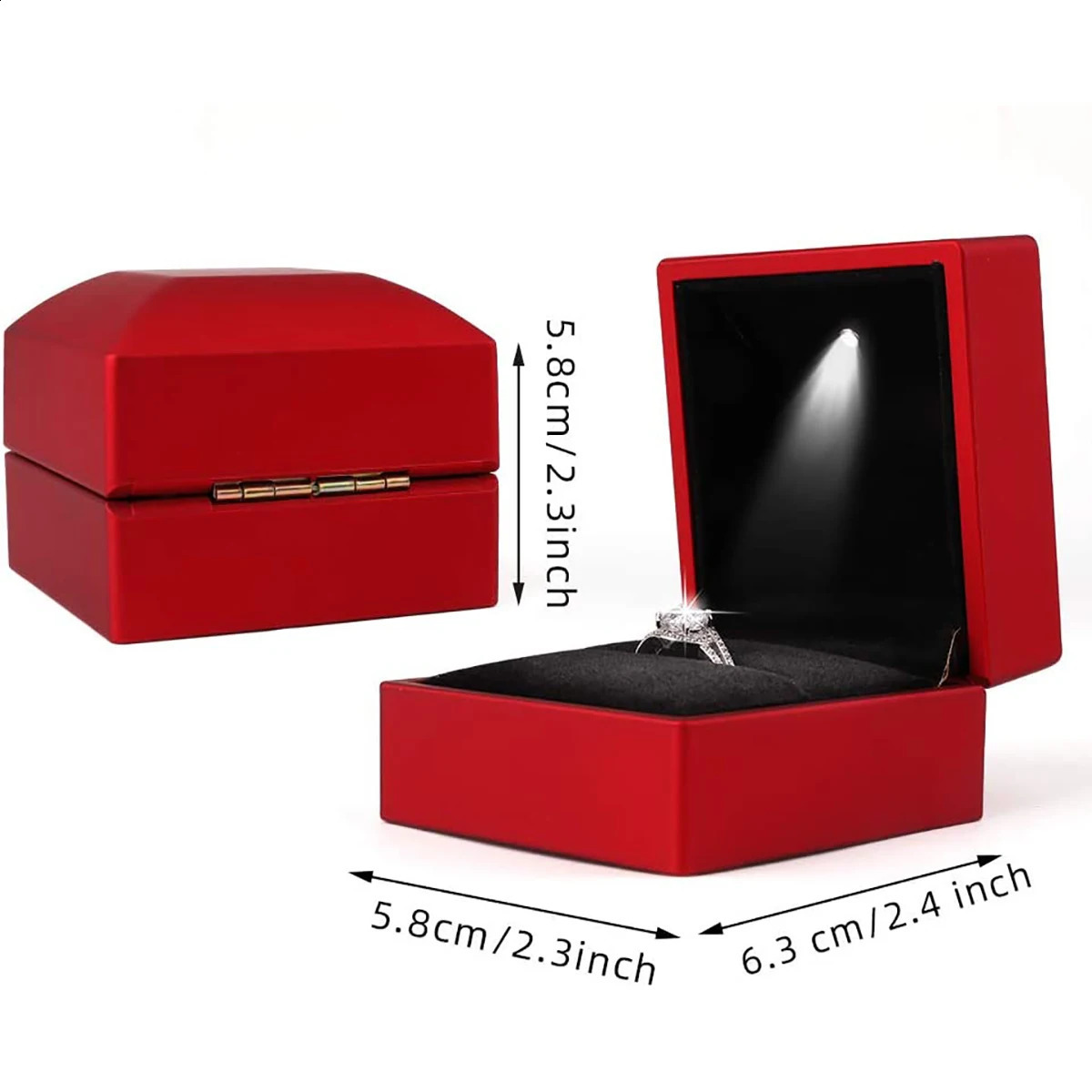 Ring Box Led Light Proposal Engagement Ring Boxes Jewelry Gift Box Red Wine Ring Case For Wedding ValentineS Day Anniversary 250916