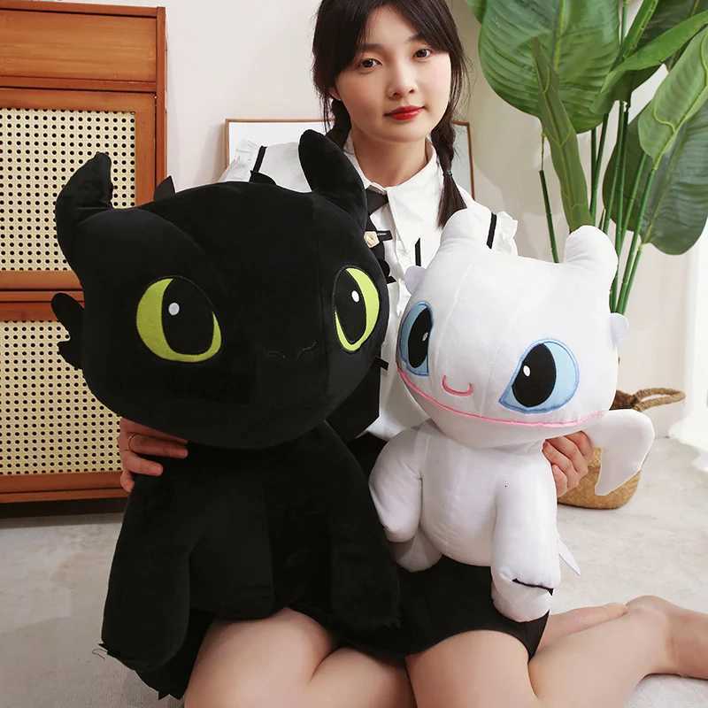 Big size Plush Toys Plushie Toothless Doll Kaii White Black Dinosaurs Animal Stuffed Decoration GiftXJ250916
