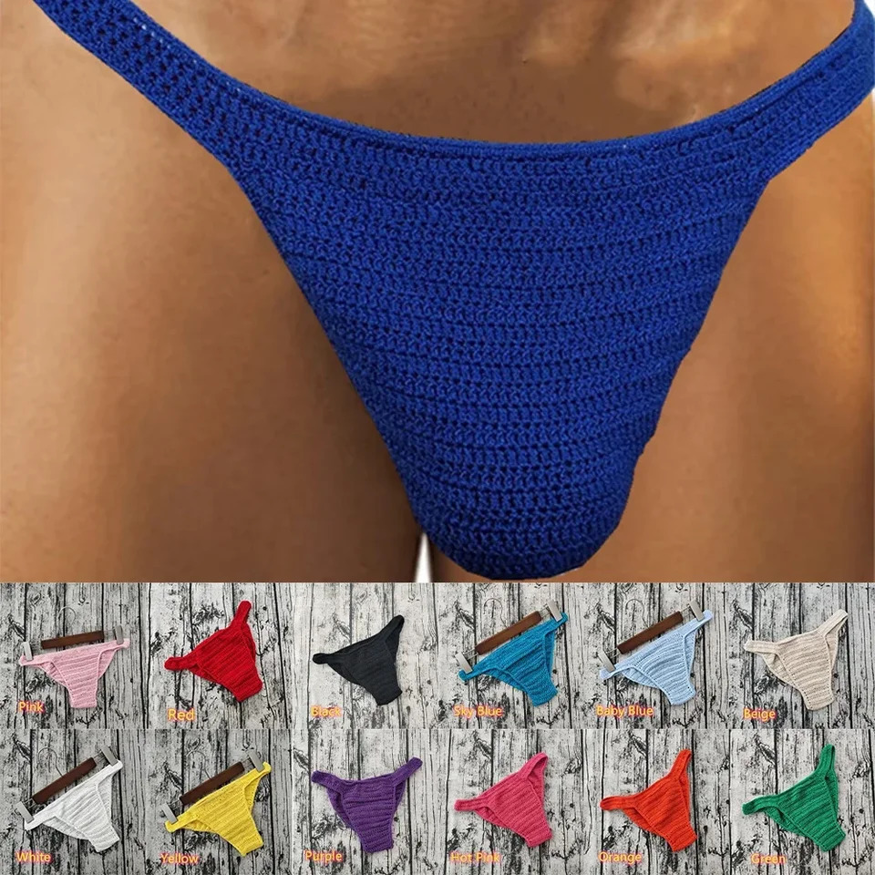 Sexy Men Women Breathable Knit Briefs Underwear Pump Man Hand Crochet Gstring Swimming Sunbathing Underpants Panties 250917