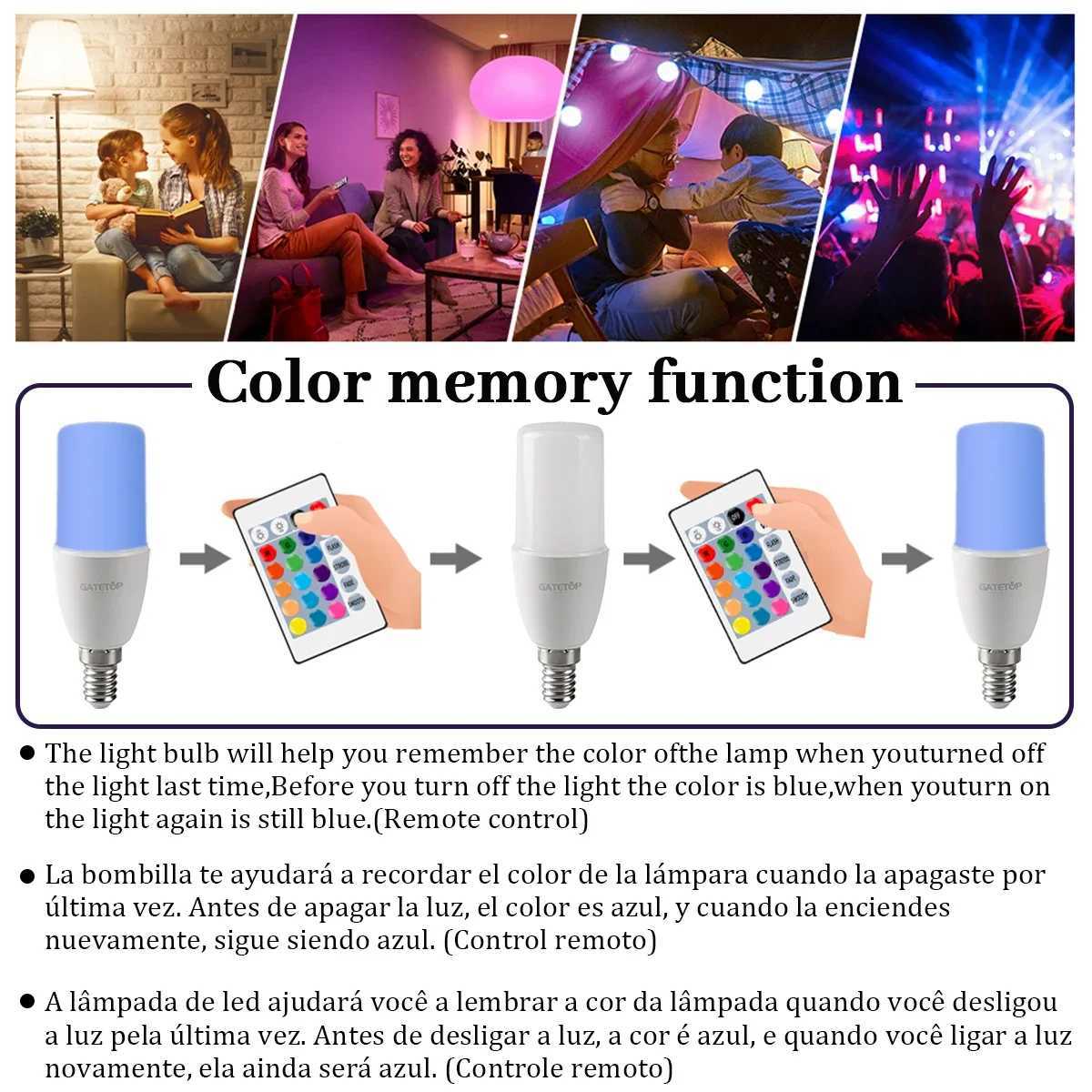 110PCS Remote Control E14 16Colors RGB LED Bulb 24 Key Dimmable 6W AC100240V Colorful Change for Bedroom LivingRoom Lamps C250917