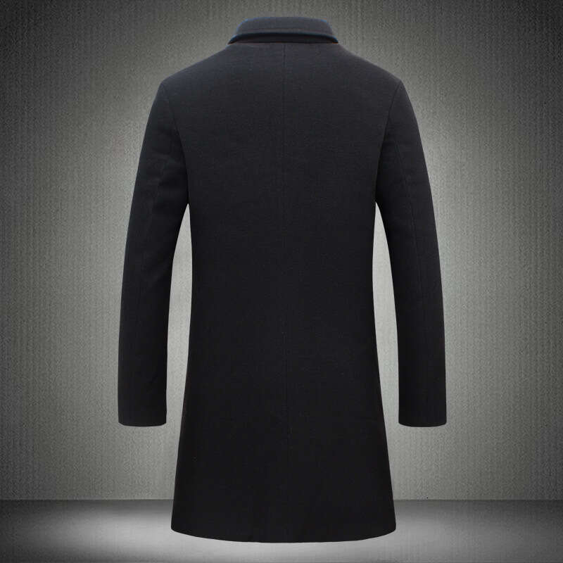 2025 for Men, New Korean Style Slim Fit Mid-Length Trench Coat in Wool Material