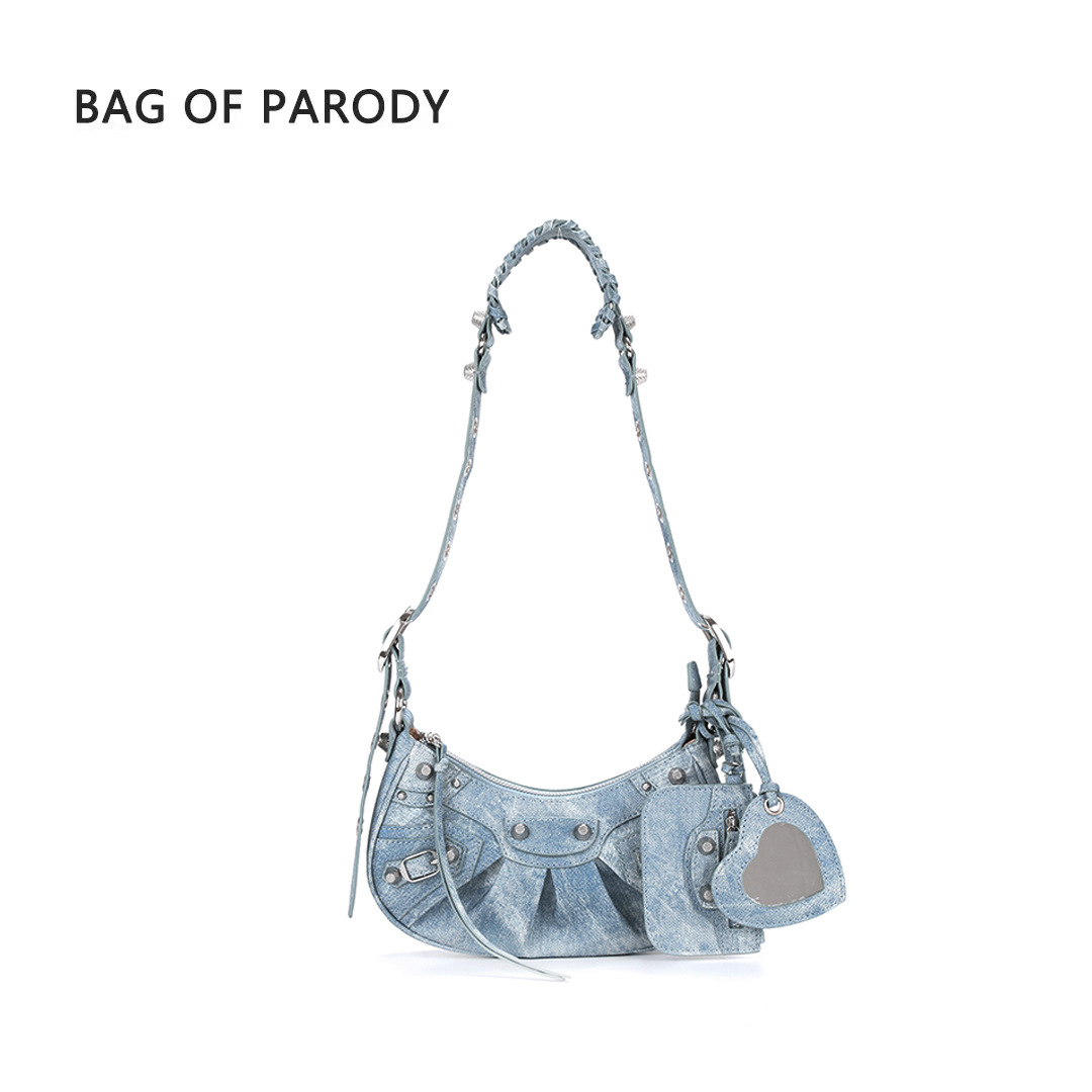 BAG OF PARODY designer bag Light luxury high quality Willow nail bag spicy girl armpit bag monthly tooth bag shoulder bag half moon motorcycle bag