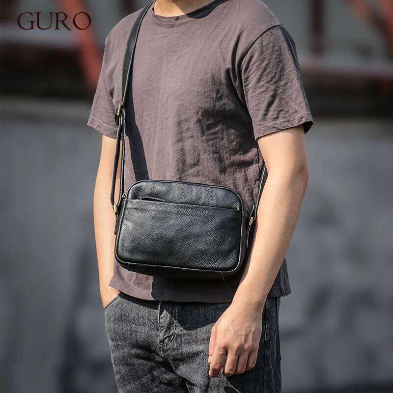 designer bag 52 guro mens genuine leather shoulder natural cowhide crossbody casual small satchel mobile phone bag for 7 9 inch ipad