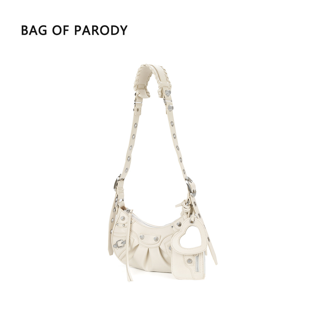 BAG OF PARODY designer bag Light luxury high quality Willow nail bag spicy girl armpit bag monthly tooth bag shoulder bag half moon motorcycle bag