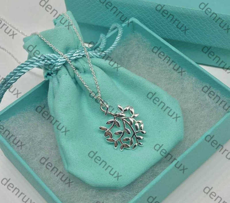 S925 Olive Pennannecklace Foglia Di Moda Semplice PersonalitÃ Catena Clavicola …