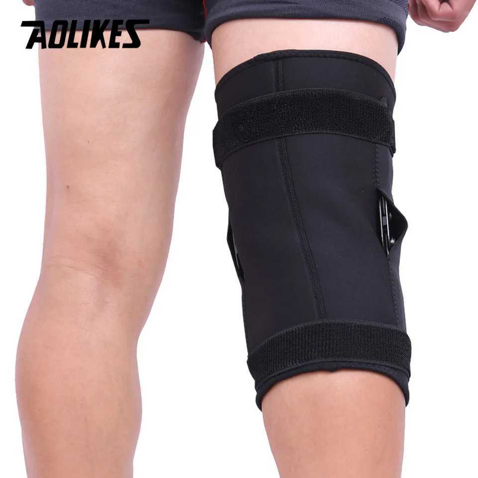 AOLIKES 1PCS Professional Sports Safety Knee Support Brace Patella Knee Pads Hole Sports with Metal Plate Black J250917