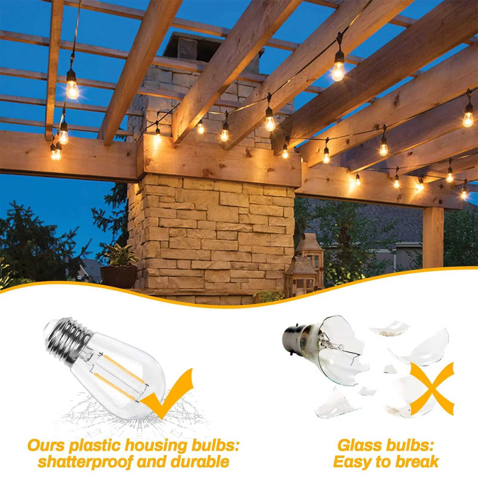 S14 2W Led Filament Dimmable Light Bulbs 2700K 220V ST45 Shatterproof IP44 Waterproof Outdoor String Light E27 Edison La C250917