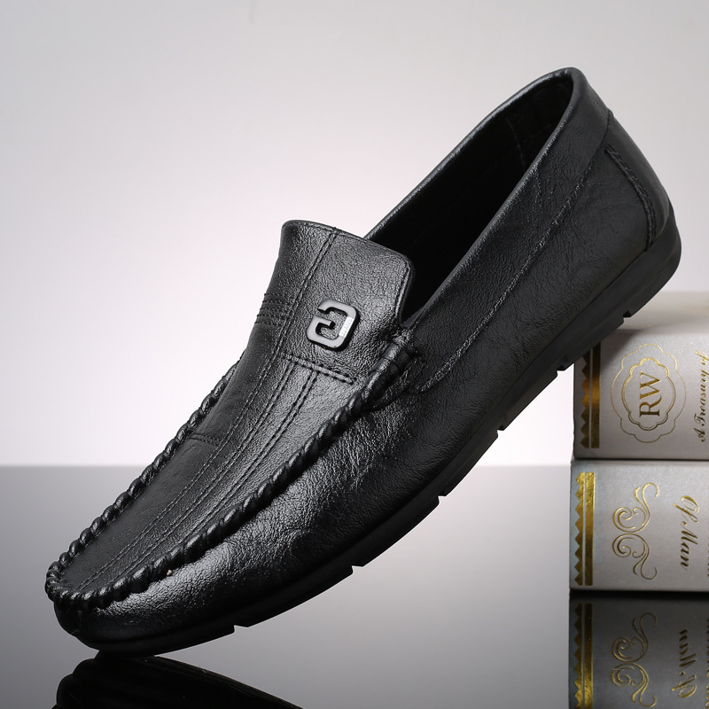 TOP Designer Men's Leather Loafers Genuine Leather Summer Breathable Soft Leather Soft Sole Slip-On Casual Shoes for Middle-Aged Men 8f