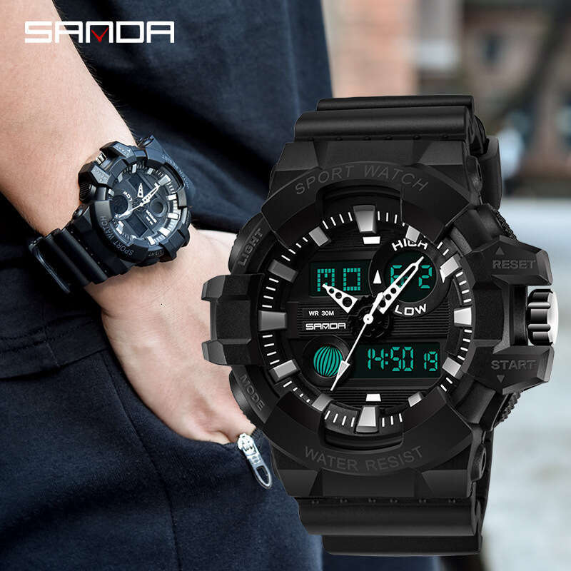 DHgargets Sanda Electronic for Men, Special Forces Tactical Military Men's Watch, Multi-Function Sports Luminous Outdoor Student Watch