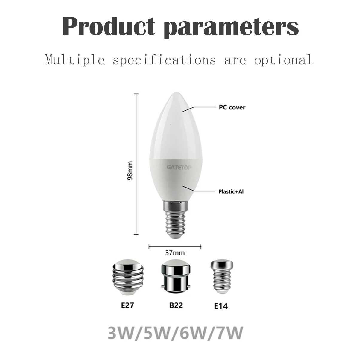 10pcs E27 E14 B22 Led Bulb 220V Candle Bulb Energy Saving Lamp 3W 5W 6W 7W Led Chandelier Light for Home Decoration C250917