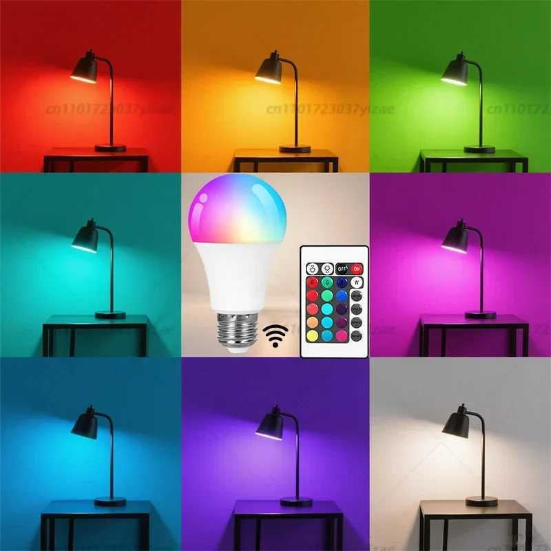 RGB E27 LED Light Bulb 220V with IR Remote Control Color Changing Multicolor White Lamp Spotlight for Bedroom Party Home Decor C2509171