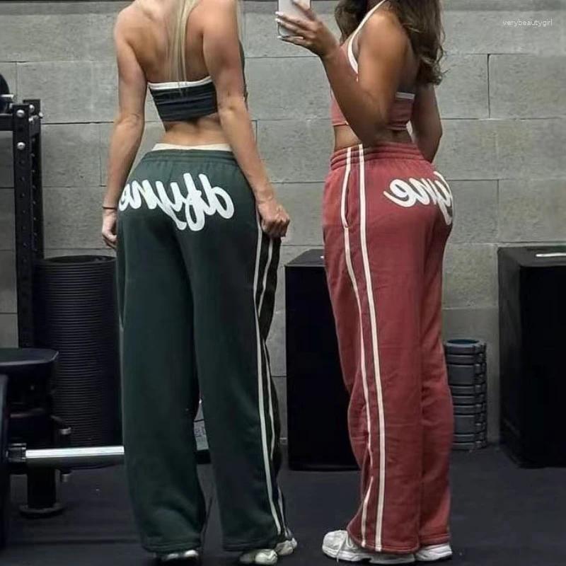 Women's Pants Letter Patch Embroidery High-quality Elastic Waist For Women Y2K Yoga Fitness Sports Casual Autumn And Winter Warm