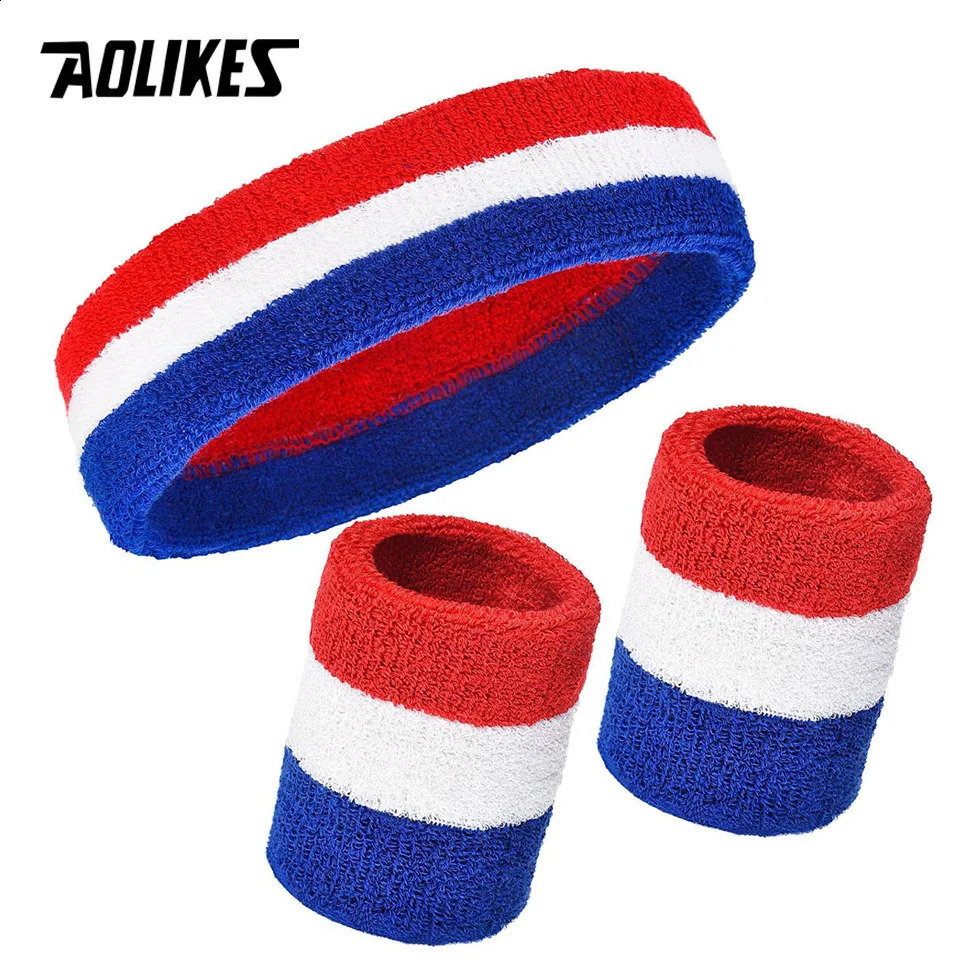 AOLIKES Sweat Band Headband Wristbands for Men Head Wrist Sweatband Set Ideal for Sports Athletics Event Workout Basketball 250916