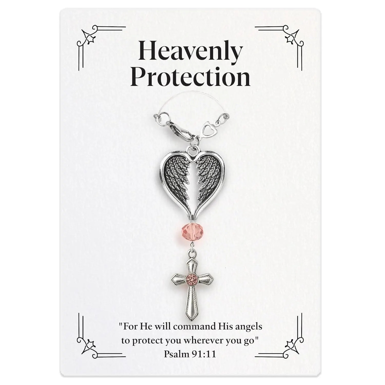 guardian heartshaped steel color Inlaid diamond heart chain pendant angel wings luxury keychain wallet Z260130