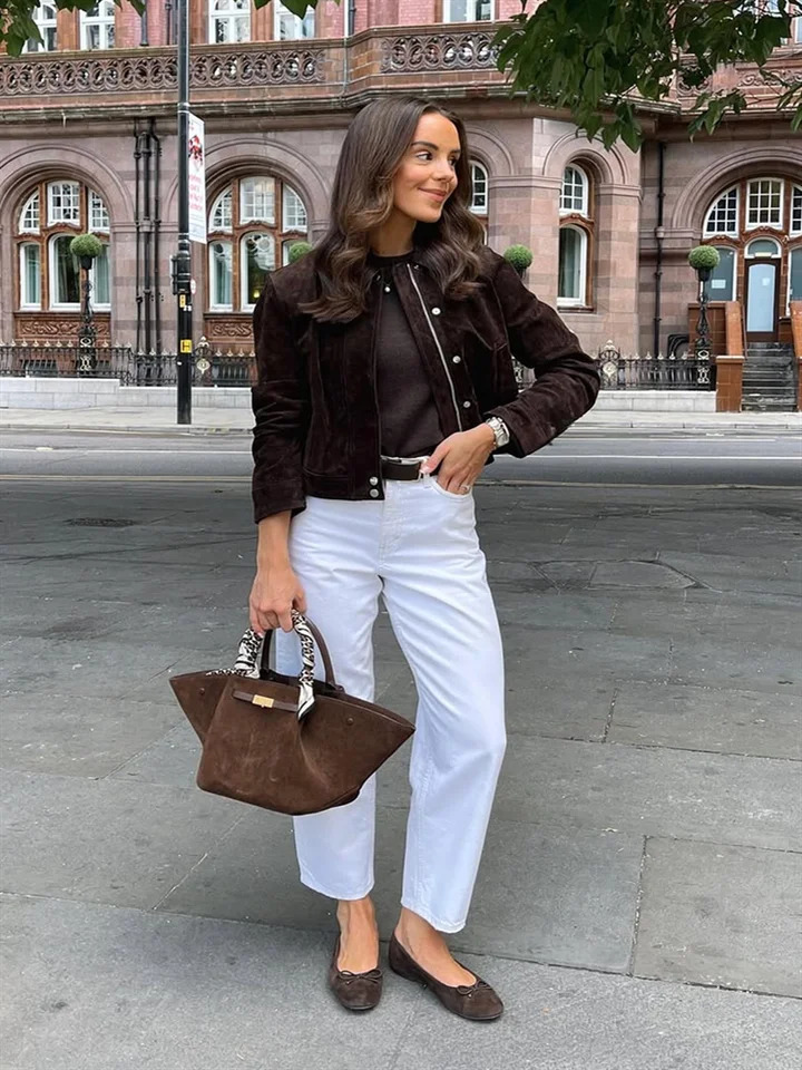 Suede Short Womens Jacket Vintage Laple Zipper Pockets Zipper Full Sleeve Female Jackets Autumn Winter Lady Outwears 250917