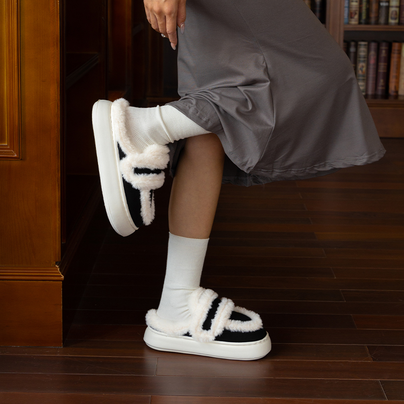 2025 New Autumn and Winter Casual Home Anti-Odor Plus Velvet Anti-Slip Warm Winter Flat-Bottomed Cotton Mops for Women - Girl, Walking Shoes