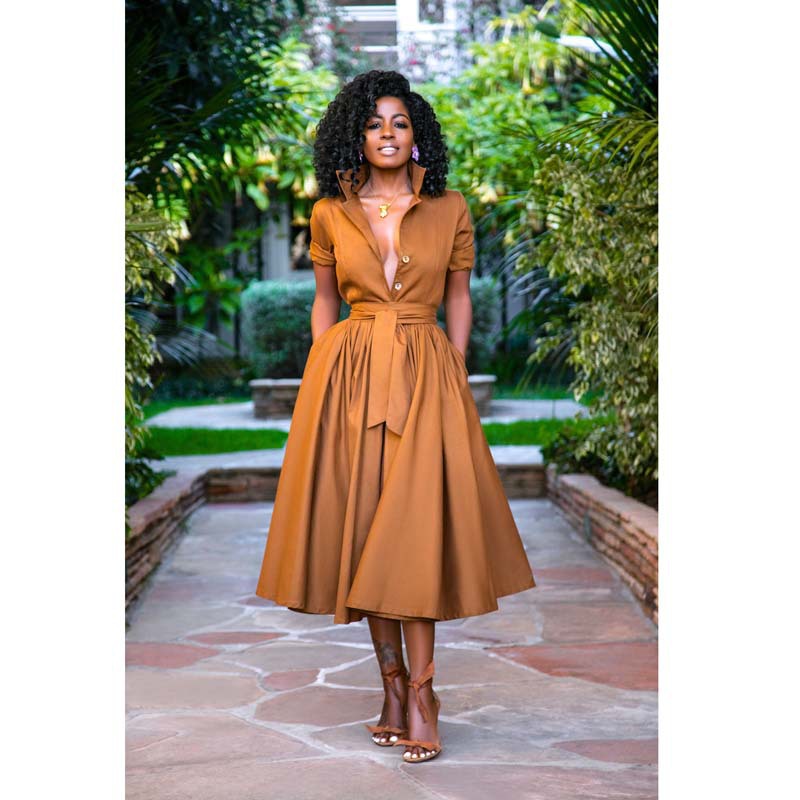 Casual Dresses Long Sleeve Shirt Dress Belted Lace Up Large Plus Size Chic Office Lady OL Work Wear Clothing Midi Female Vestido