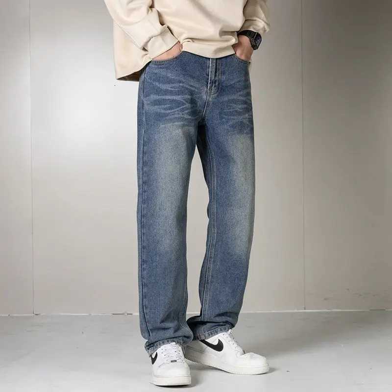 2025 Autumn Winter New Mens Jeans European and American Baggy Denim Wide Leg Pants Slim Mid Waisted Mens Straight Causal JeansZ250917