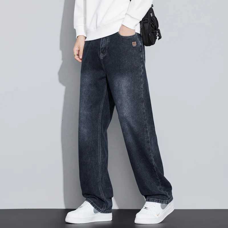 Jeans Mens Autumn and Winter New Loose Straight Pants Fashion Brand Youth Autumn and Winter Plush Thick Casual Mens PantsZ250917