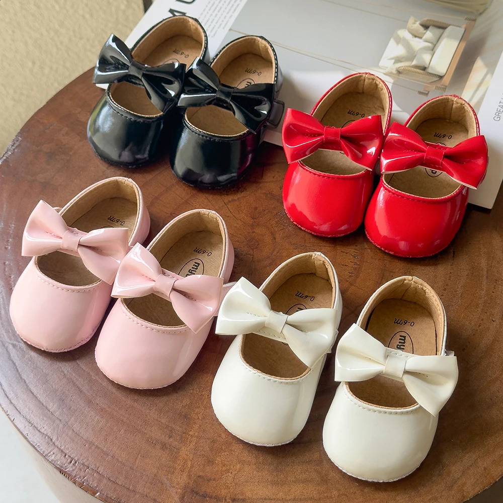 born Baby Shoes Infant Girls Shoes PU Antislip Bowknot Classic Princess Dress Shoes Toddler First Walker Crib Shoe 250916