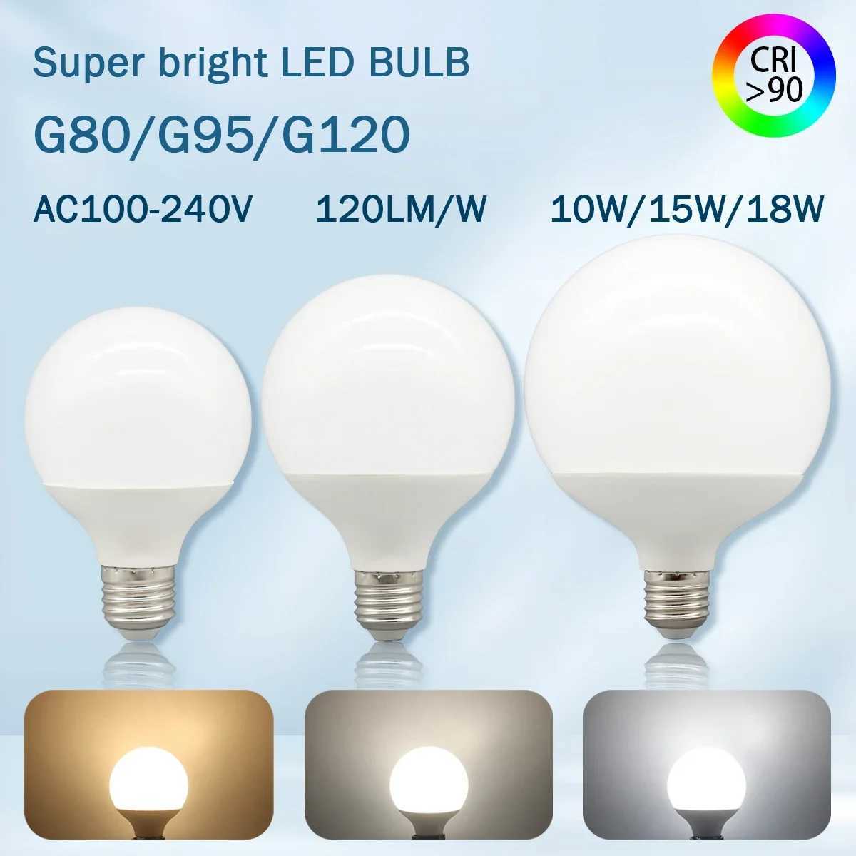 16PCS LED Bulb E27 10W 15W 18W AC 220V 127V G80 G95 G120 Energy Saving Global Light Lampada Ampoule led Lamp Vanity Light Bulbs C2509171