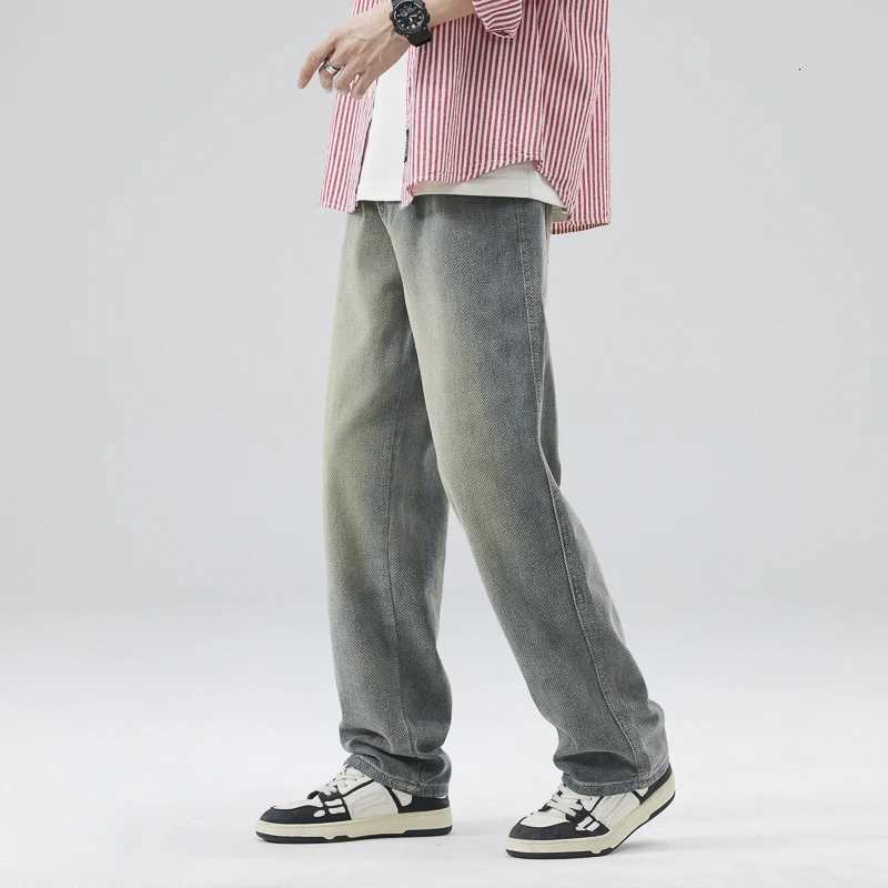 N High Street Star Grain Jeans Men Loose Straight Leg 2025 Spring New Fashion Brand Retro Casual PantsZ250917