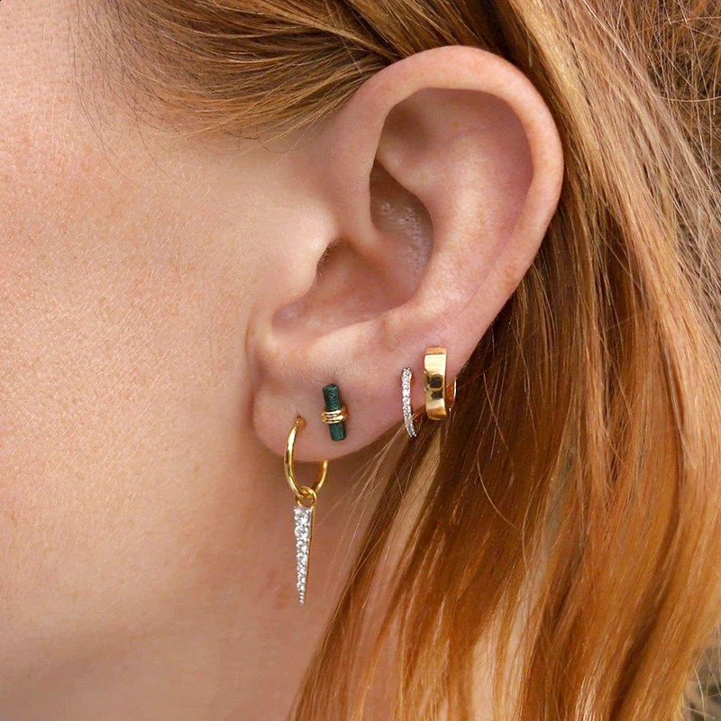 925 Sterling Silver Needle Punk Spike Rivet Pendant Earrings Womens Fashion Crystal Cone Geometry Hoop Earrings Fine Jewelry 250916