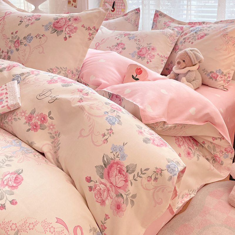Pure Thickened Brushed Bedding Skin-Friendly Twill Dormitory Three-Piece Set, Washed Cotton Bed Sheet and Quilt Cover