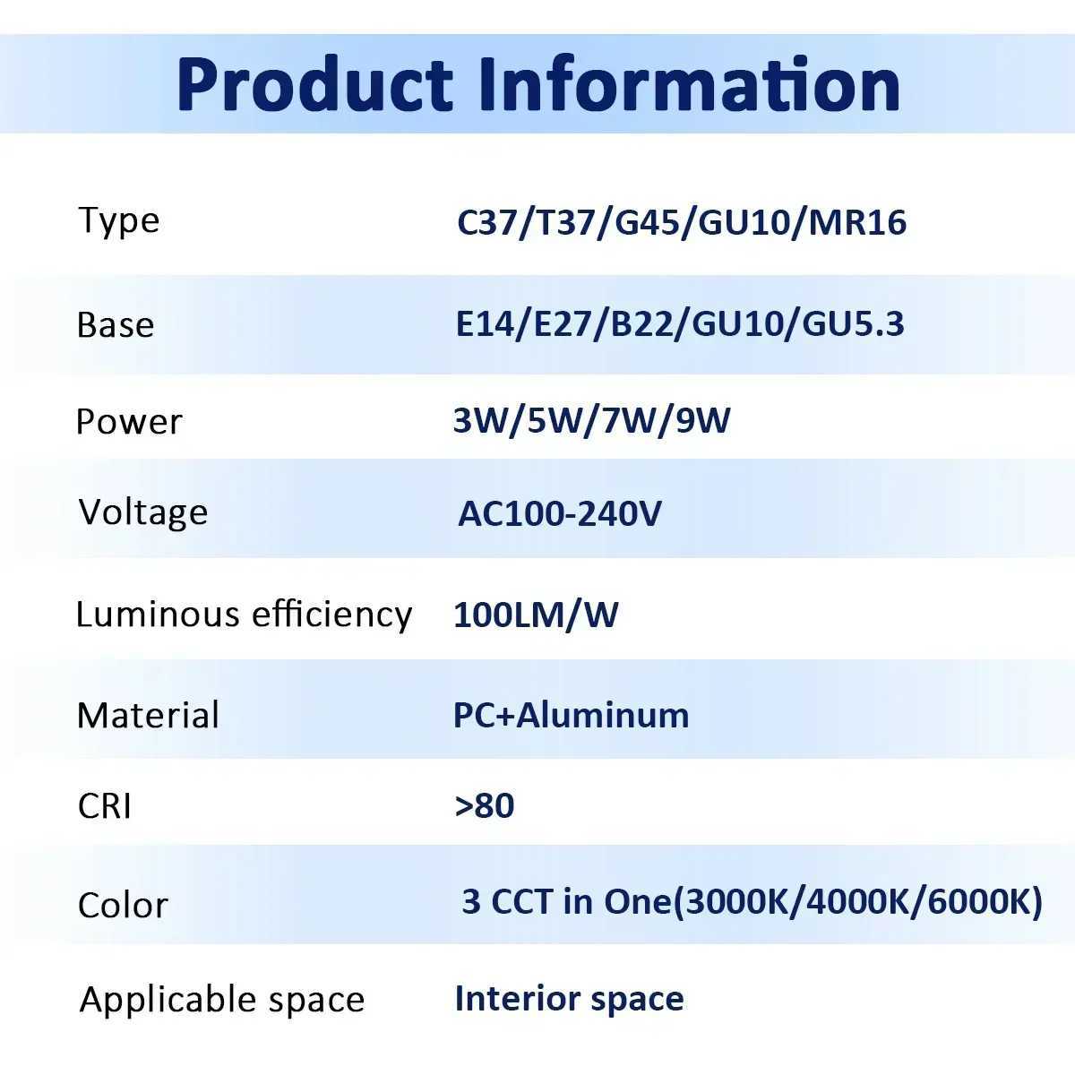 Bombilla Led Bulb Change Color Light CCT 3000K 4000K 6000K E27 B22 E14 GU10 GU53 Base LED Spotlight for Home Living Room C250917