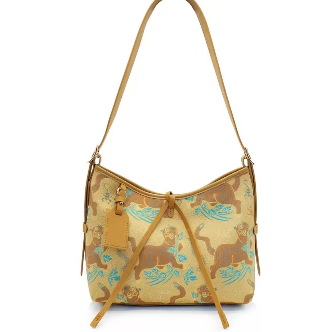 Luxury Designer Bag Top Shoulder Bag Tiger Town Five Poisons Tote Bag Intangible Cultural Heritage Song Brocade New Chinese-Style Women's Bag Fas