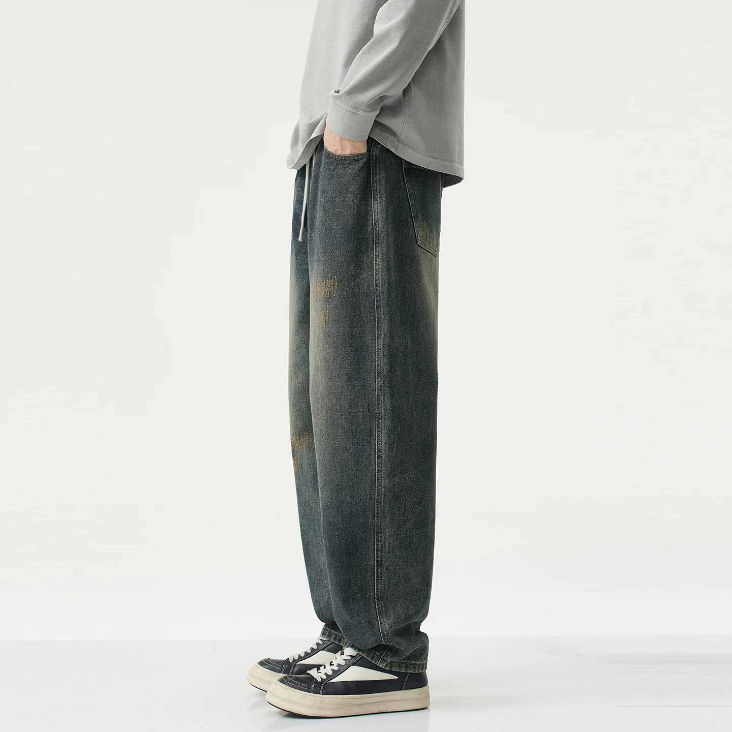 N Retro Jeans Mens Pants Loose Straight Hole 2025 Fall and Winter New Pants Harlan Casual PantsZ250917