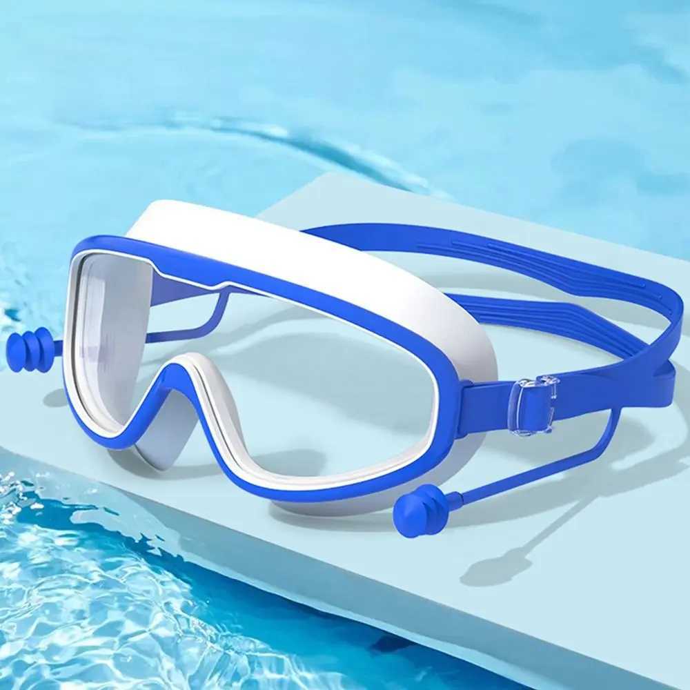 with Earplugs Kids Swimming Goggles Big Frame Wide View Eyeglasses Waterproof Antifog Unisex Swim Eyewear J250917