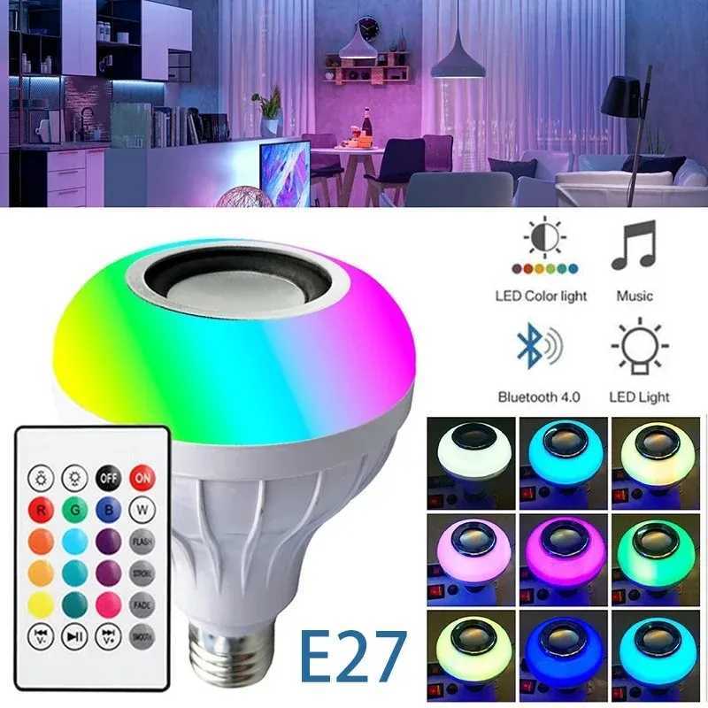 12W E27 RGB Colorful Music Remote Control LED Bulb Led Smart Lights Bluetooth Music Bulb Lamp Led Dimmable Bulb For Home Party C250917