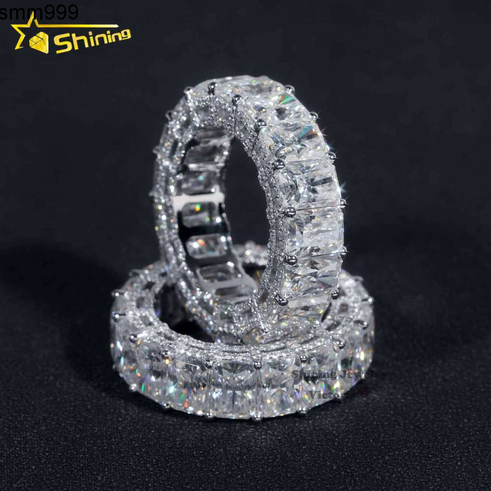 10K 14K Real Gold Wedding Full Lab Grown VVS Moissanite Dia Jewelry Engagement Eternity Band Ring