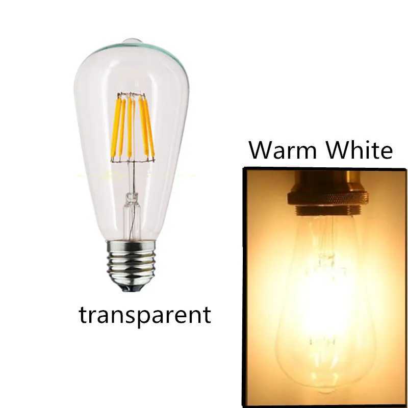 6PCS LED ST64 2W 4W 6W 8W DC 220V 110V Dimmable Gold Filament Bulb E27 B22 Light Vintage Edison Lamp Retro Gold Glass Appearance C251115