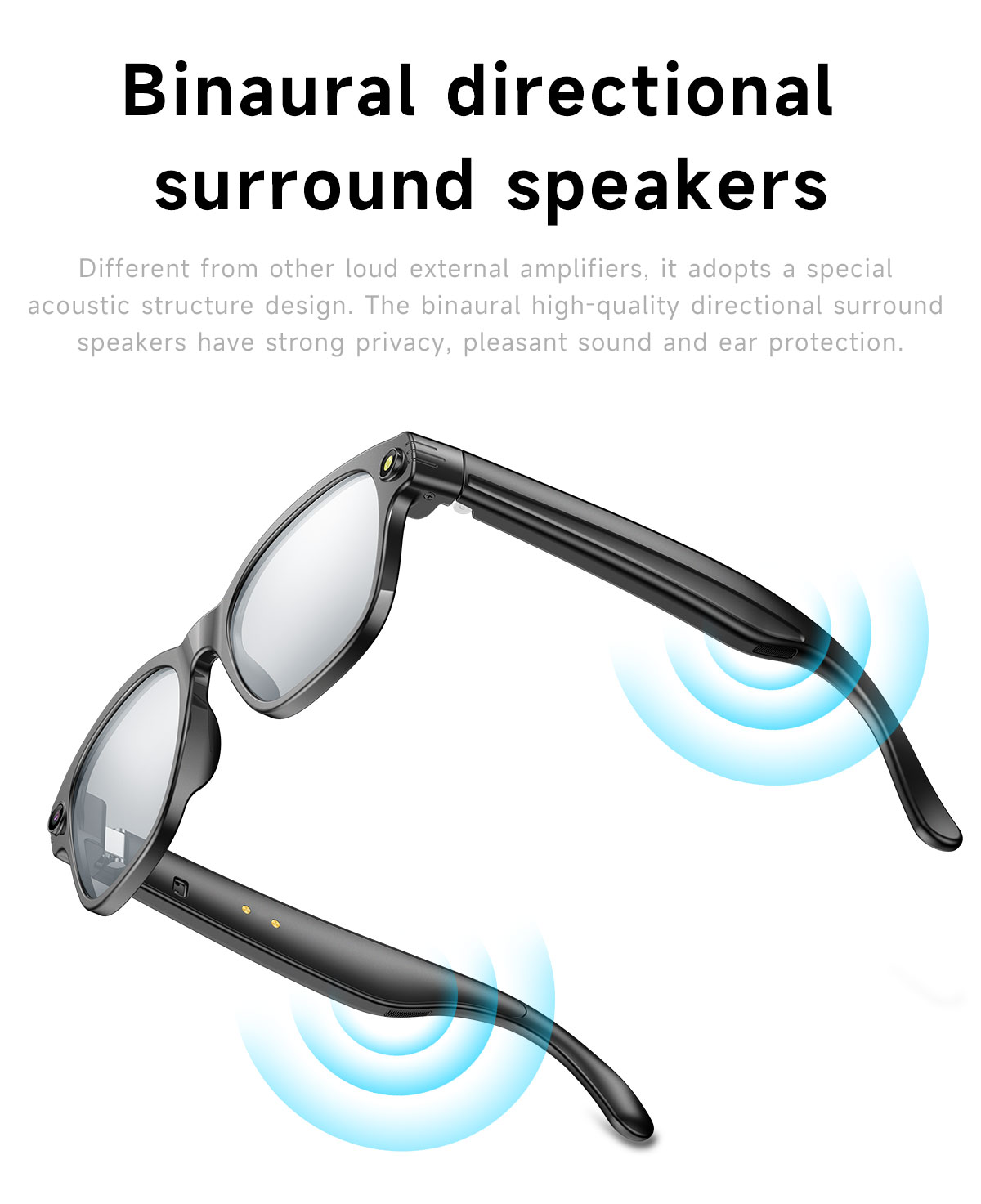 Smart Camera Glasses for Photos Audio Videos | 8MP HD Recording, 7H Battery, Lightweight AI Glasses for Men and Women 4G Memory Card-Anti-Blue Lights 