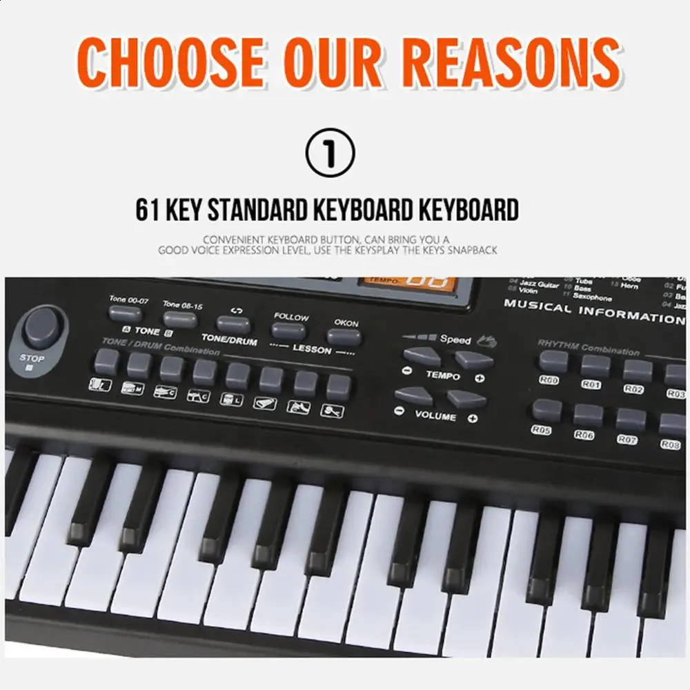 61 Keys Electronic Keyboard Piano Digital Music Key Board Kid Multifunctional with Microphone Musical Enlightenment Xmas Gifts 250916