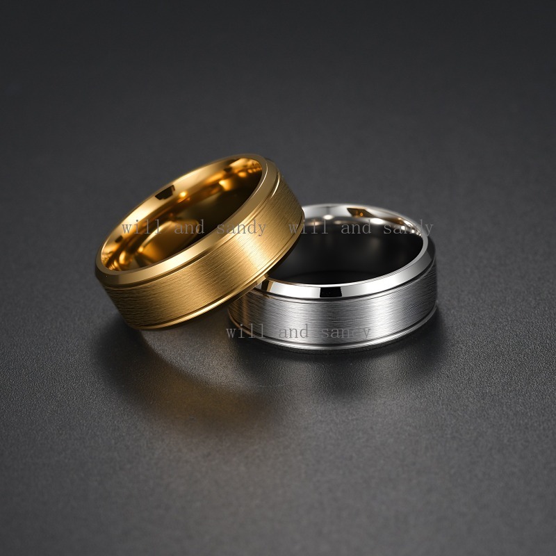 Non Tarnish Stainless Steel Matte Ring Simple Wedding Promise Band Engagement Ring Gold Finger Tail Rings for Woman Man Birthday Anniversary Gift Fashion Jewelry