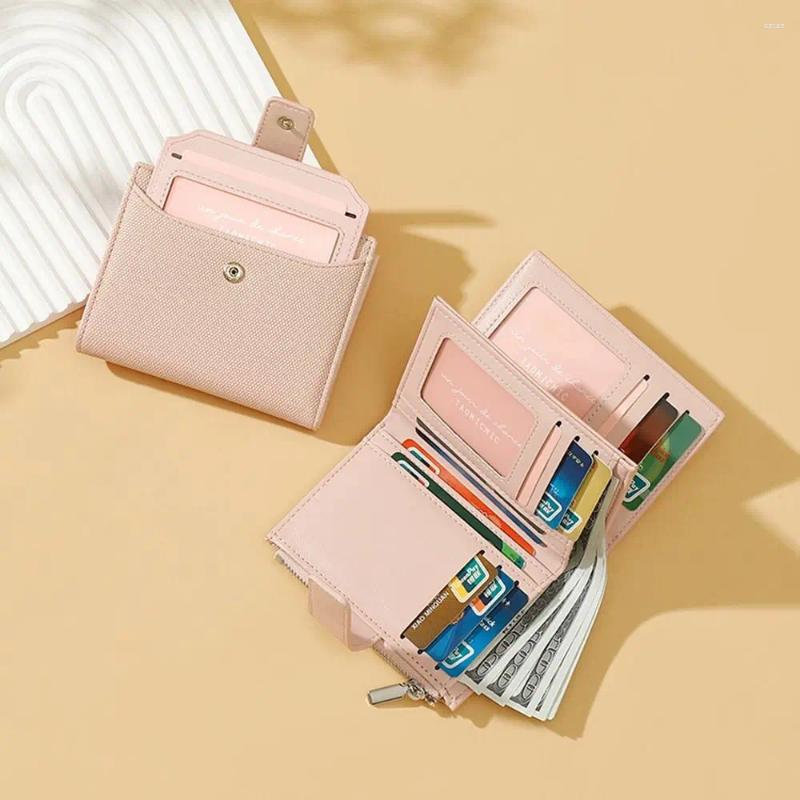 Card Holders PU Leather Women's Wallet Solid Color Anti-theft S Holder Multi-Cards Slot Waterproof Zipper Coin Purse Travel